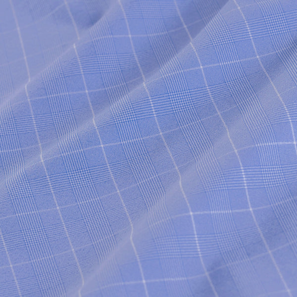 mizzentest Dress Shirt - Blue Chambray Plaid, fabric swatch closeup