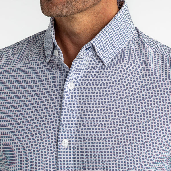 Archer - Navy Rounded Square Print, lifestyle/model photo