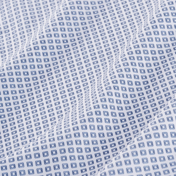 Archer - Navy Rounded Square Print, fabric swatch closeup
