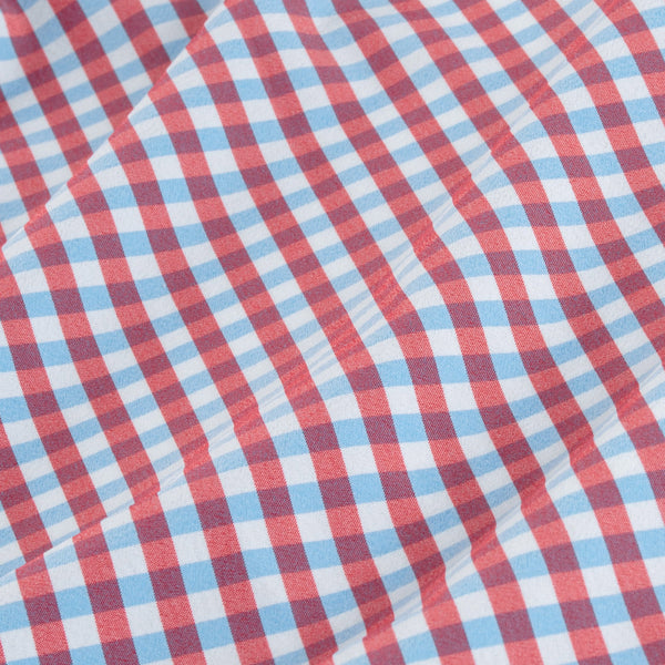 Bishop - Red White Blue Check, fabric swatch closeup