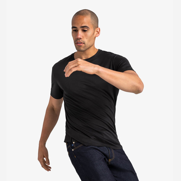 Luxe Tee - Black, lifestyle/model photo