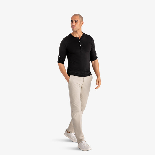 Chinook 2.0 - Solid Black Henley, lifestyle/model photo