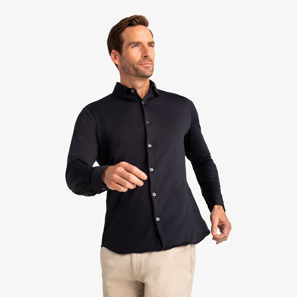 Cole - Black Solid Sport Shirt, lifestyle/model photo
