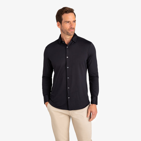 Cole - Black Solid Sport Shirt, lifestyle/model photo