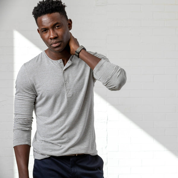 Crawford - Light Gray Horizontal Stripe, lifestyle/model photo