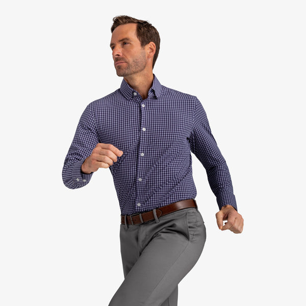 Cunningham - Navy Grey Check, lifestyle/model photo