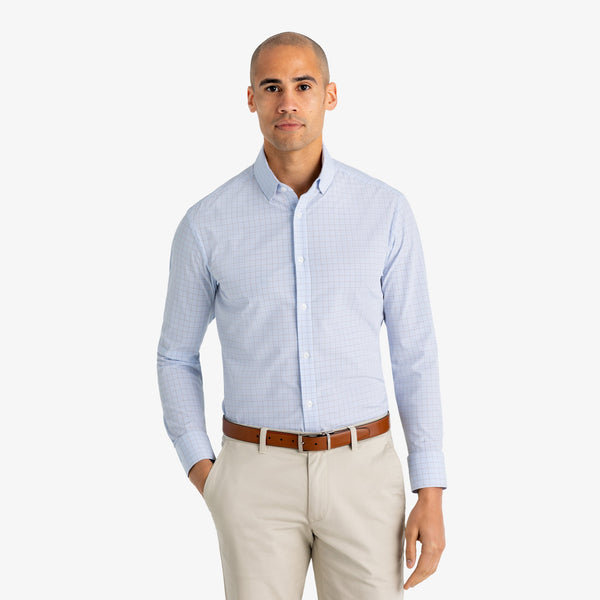 Dixon - Navy Light Blue Tattersall, lifestyle/model photo