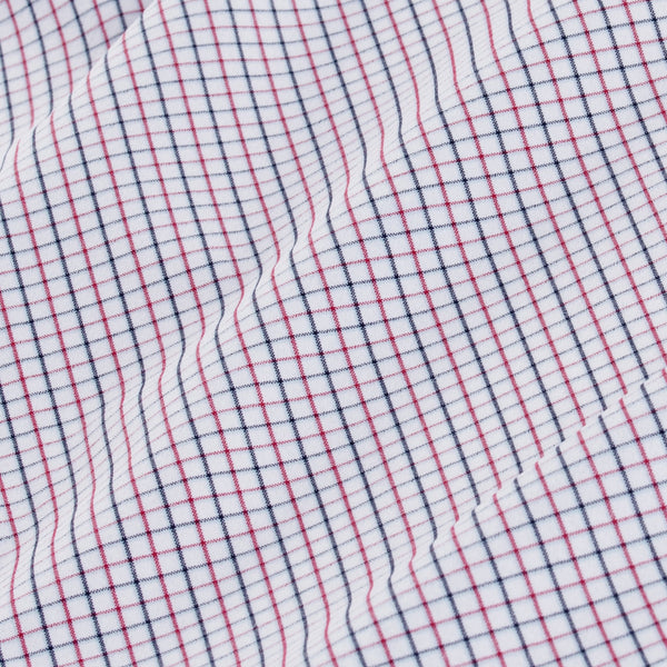 Finch - Red Blue Tattersall, fabric swatch closeup