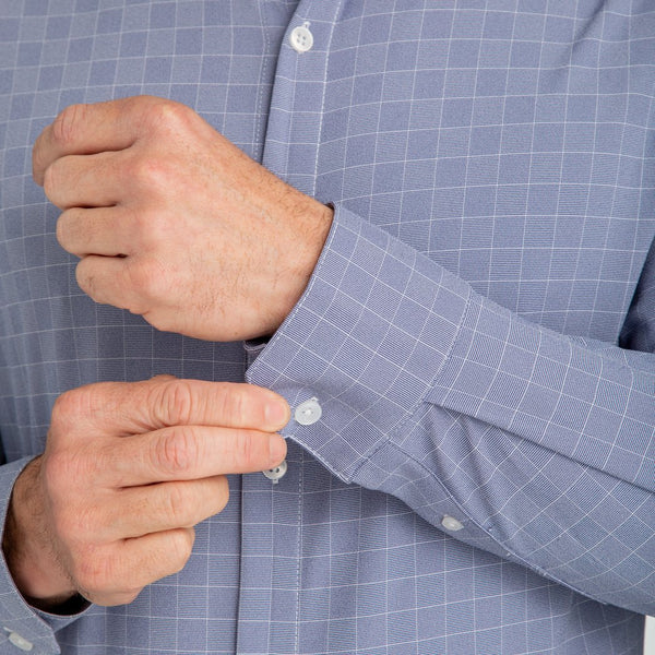 Garner - Navy White Checkered Grid, lifestyle/model photo