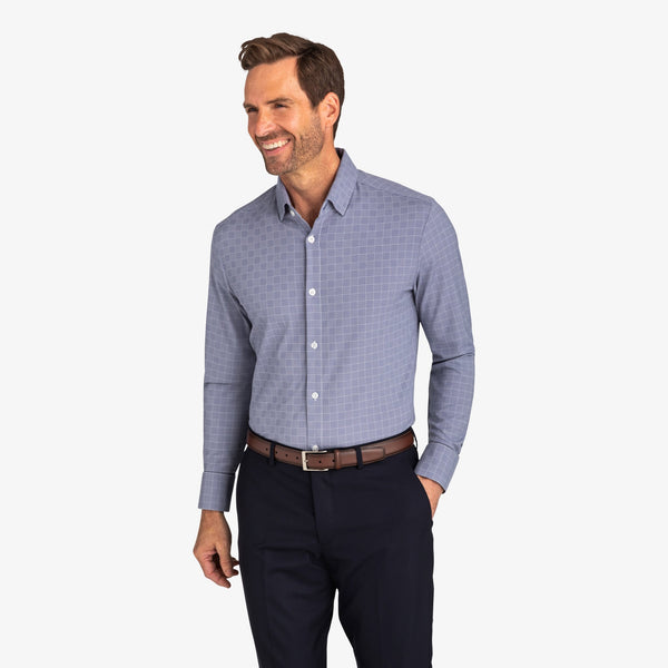 Garner - Navy White Checkered Grid, lifestyle/model photo