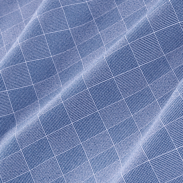 Garner - Navy White Checkered Grid, fabric swatch closeup