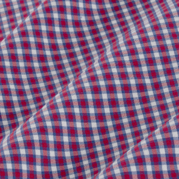 Holden - Red Blue Mini Check, fabric swatch closeup