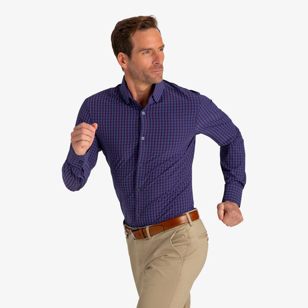 Holmes - Blue Burgundy Mutli Gingham, lifestyle/model photo