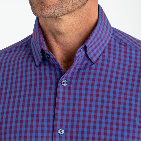 Holmes - Blue Burgundy Mutli Gingham, lifestyle/model photo