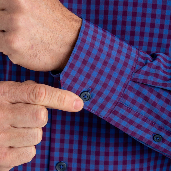 Holmes - Blue Burgundy Mutli Gingham, lifestyle/model photo