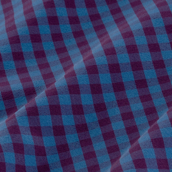 Holmes - Blue Burgundy Mutli Gingham, fabric swatch closeup
