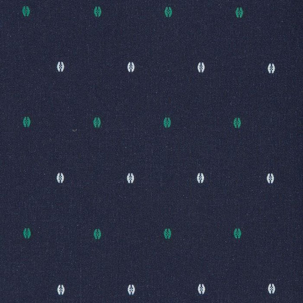 Jameson - Navy Green Dot, fabric swatch closeup