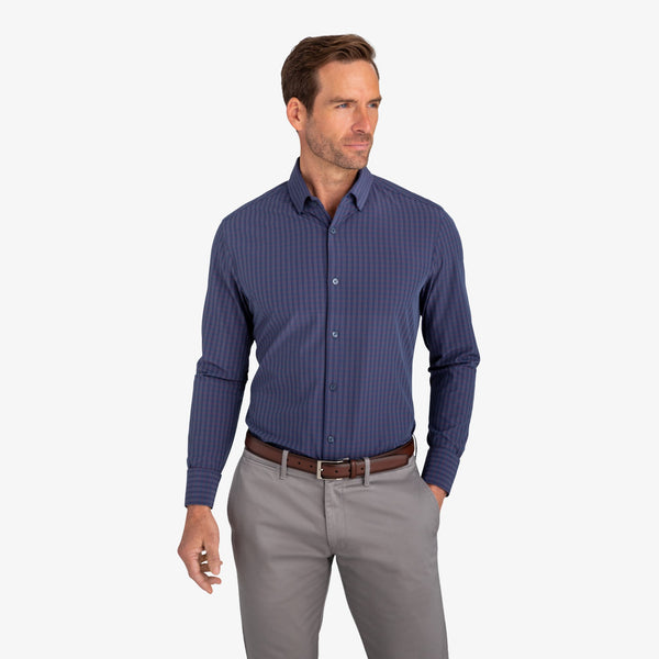 Locke - Navy Red Grid Check, lifestyle/model photo