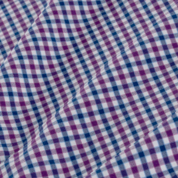 Montoya - Purple Blue Multi Check, fabric swatch closeup