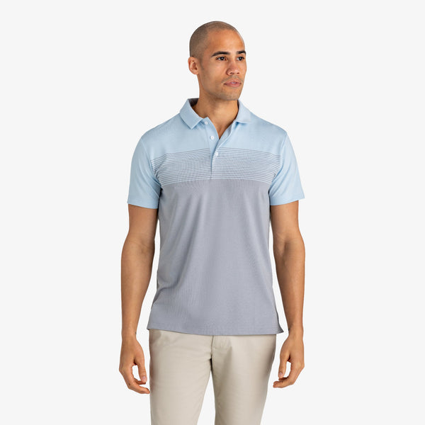 Phill Mickelson Golf Polo - Blue/Gray Ombre, lifestyle/model photo