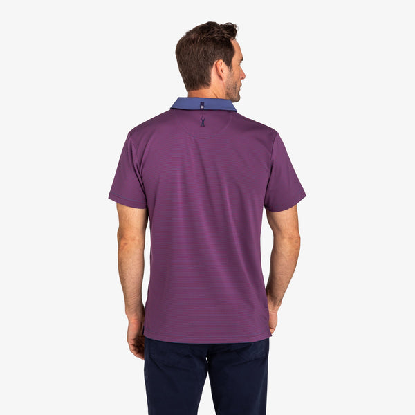 Phill Mickelson Golf Polo - Red/Blue Stripe, lifestyle/model photo
