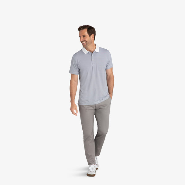 Phil Mickelson Golf Polo - White Navy Stripe, lifestyle/model photo