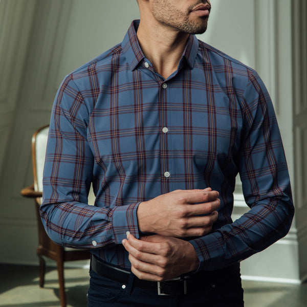 Rusk - Blue Burgundy Large Plaid, lifestyle/model photo