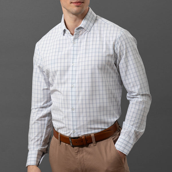 Sanders - Blue White Multi Plaid, lifestyle/model photo