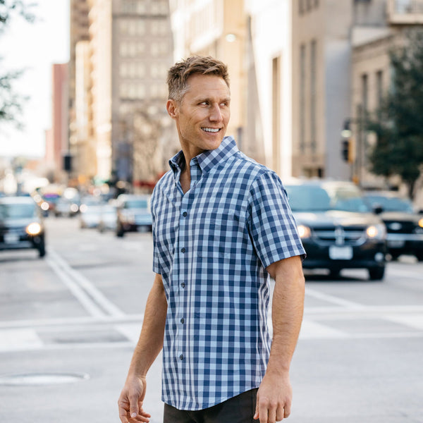 Scout - Blue Check, lifestyle/model photo
