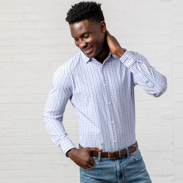 Thompson - Blue Multi Check, lifestyle/model photo