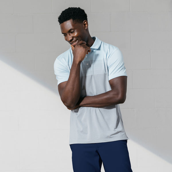 Phill Mickelson Golf Polo - Blue/Gray Ombre, lifestyle/model photo