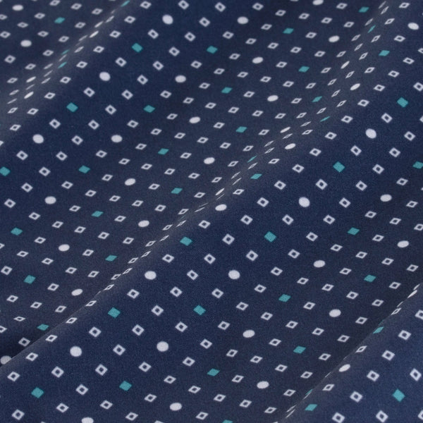 Weston - Navy Diamond Dot Print, fabric swatch closeup