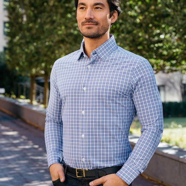 Barnes - Blue White Check, lifestyle/model photo