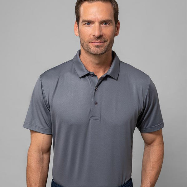 Phil Mickelson Golf Polo - Black Gray Geo Print, lifestyle/model photo