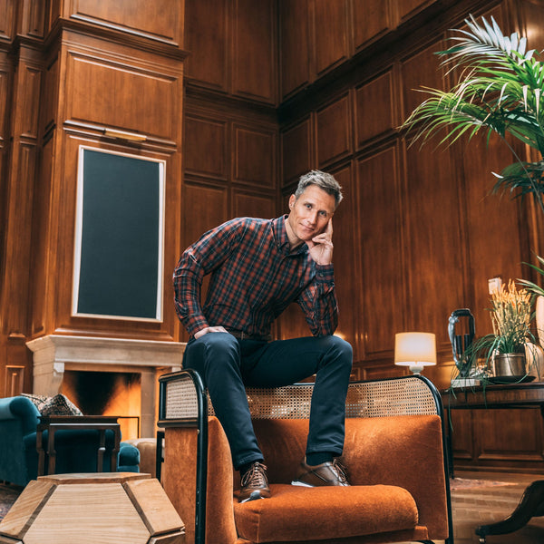 Draper - Navy Red Multi Plaid, lifestyle/model photo