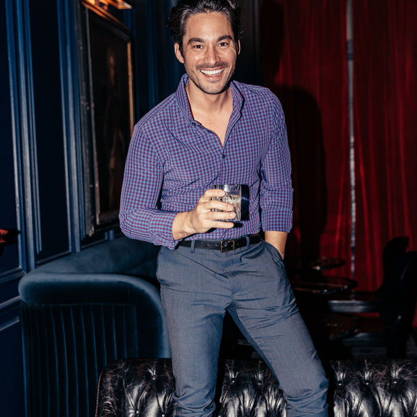 Holmes - Blue Burgundy Mutli Gingham, lifestyle/model photo