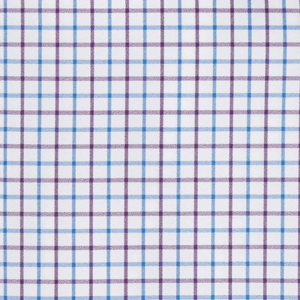 Olson - Purple Mutli Check, fabric swatch closeup
