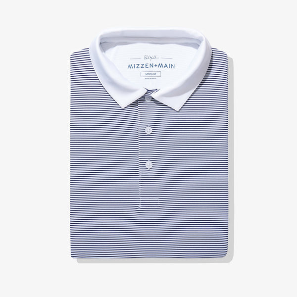 Phil Mickelson Golf Polo - White Navy Stripe, featured product shot