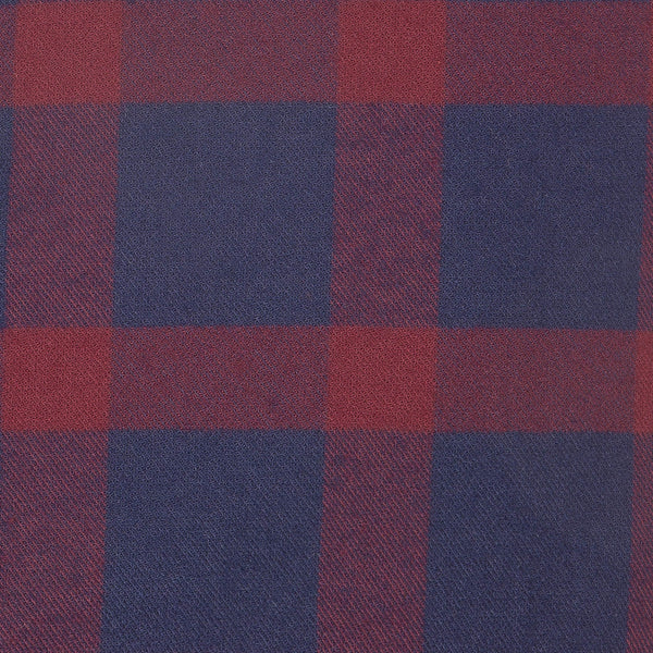 Tonto - Navy Burgundy Check Flannel, fabric swatch closeup
