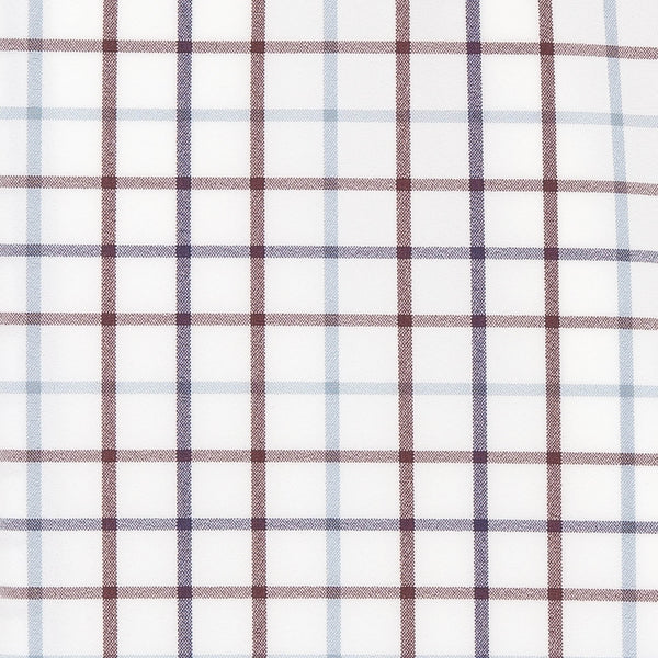 Ward - Burgundy Blue Tattersall, fabric swatch closeup