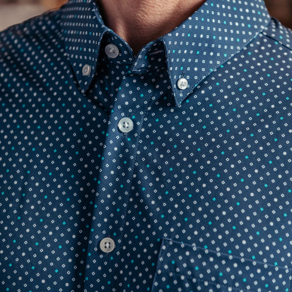 Weston - Navy Diamond Dot Print, lifestyle/model photo