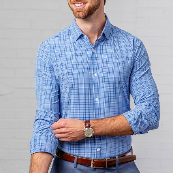 Wyatt - Light Blue Multi Check, lifestyle/model photo